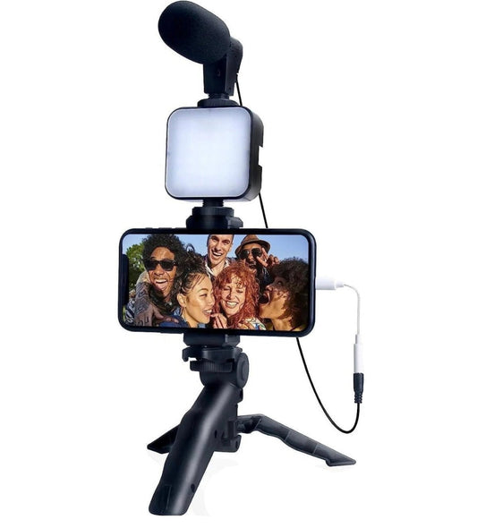 Kit foto e video per smartphone con tre-piedi e microfono