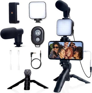 Photos and video kit for smartphones with three-to-see and microphone