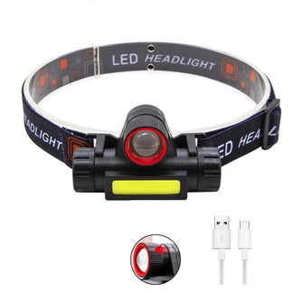 Lampada Frontale LED Ricaricabile da Pesca e Campeggio con 2 Modalità e Magnete
