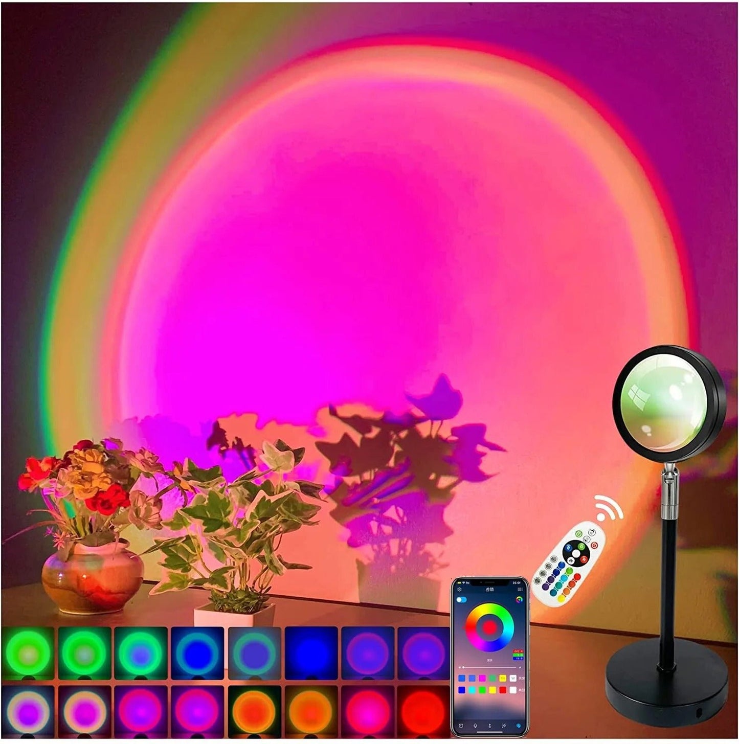 Lampada Smart Bluetooth Proiettore Tramonto Arcobaleno – Luce Notturna e Decorativa