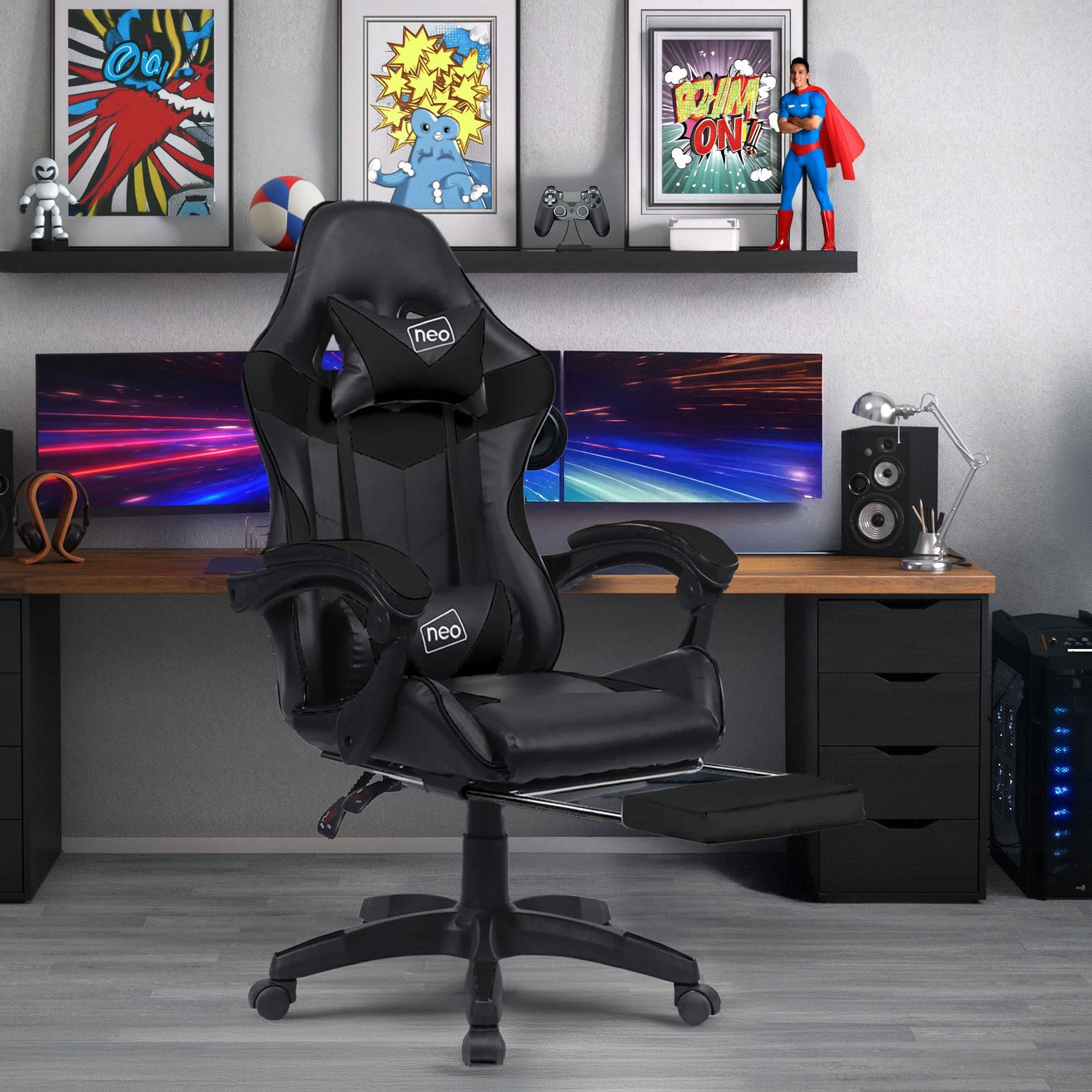 Sedia da Ufficio e Gaming Reclinabile con Supporto Ergonomico e Poggiapiedi