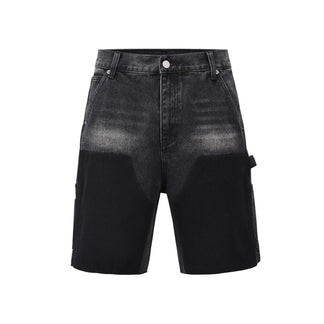 Bermuda in Denim Nero™ | Effetto Sfumato e Stile Cargo