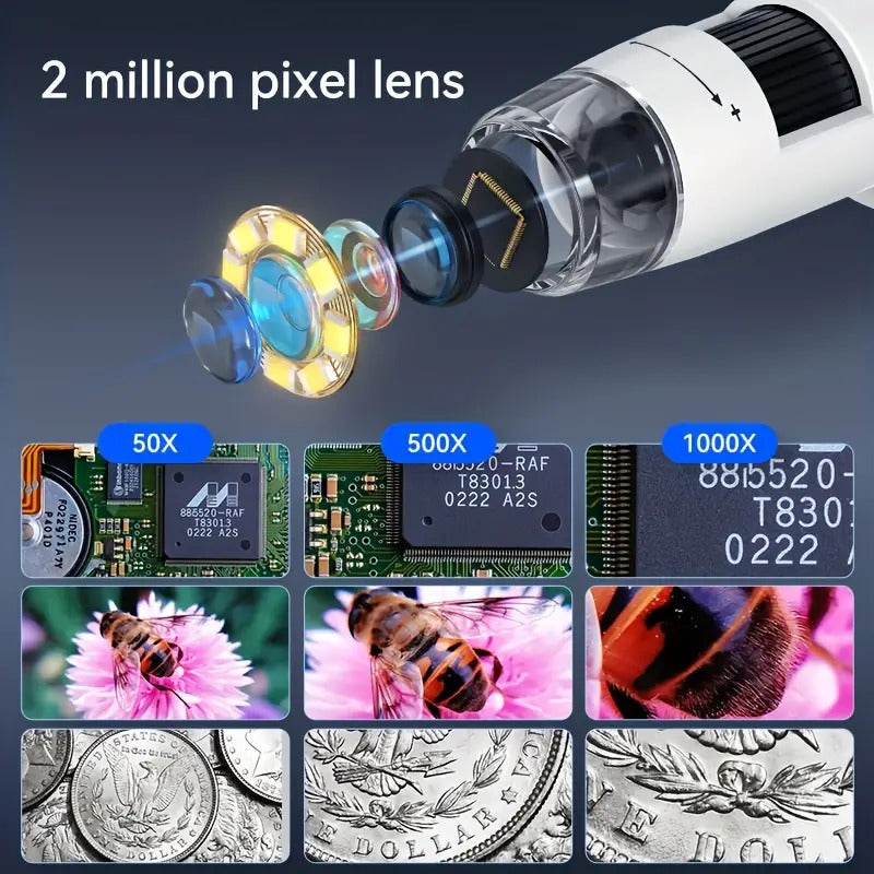 Microscopio digitale 1000X con 8 LED