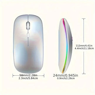 Mouse Wireless Ricaricabile Ultra Sottile con Retroilluminazione LED Dual Mode