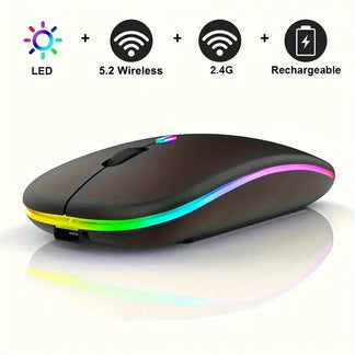 Mouse Wireless Ricaricabile Ultra Sottile con Retroilluminazione LED Dual Mode