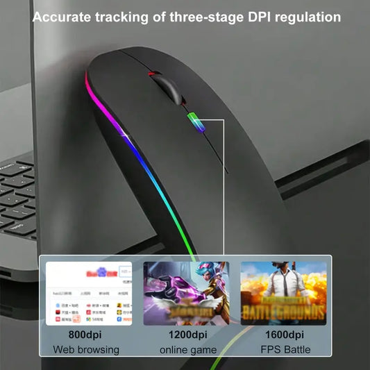 Silent wireless mouse with backlight