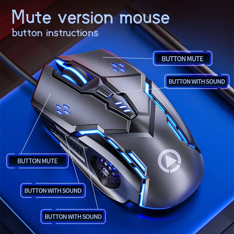 Silent universal wired mechanical game mouse for PC and notebook