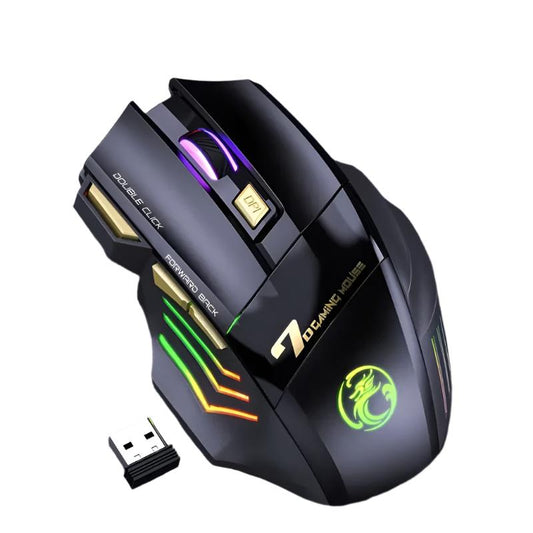 Mouse da Gioco Wireless Ergonomico Ricaricabile con Retroilluminazione RGB