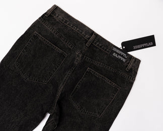 Flared Denim™ | Jeans Flare Nero con Inserti Blu