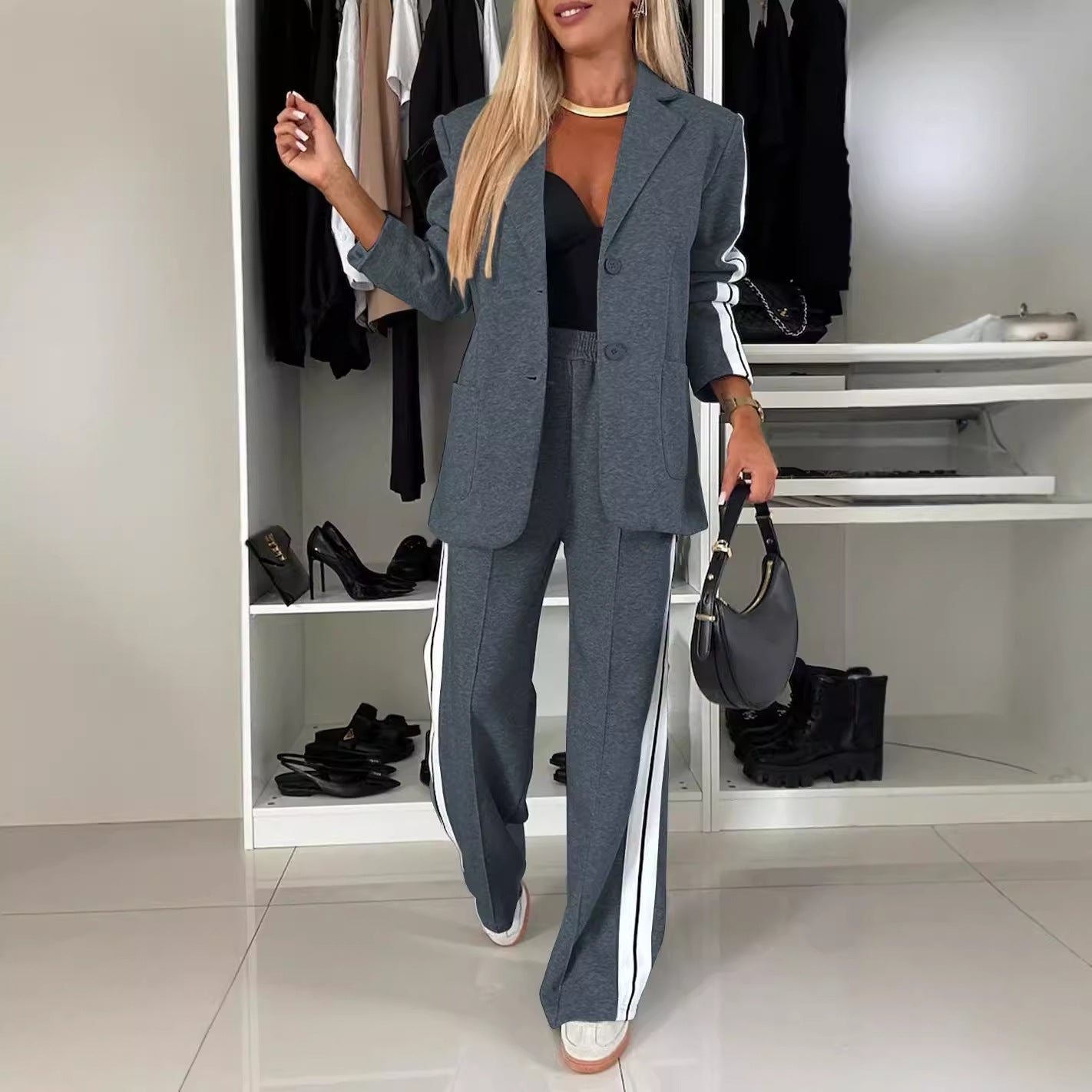 Set Blazer e Pantaloni Donna| Vestibilità Rilassata e Dettagli Sartoriali