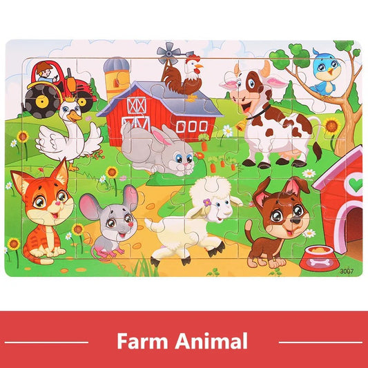 Puzzle in Legno 3D Animali e Traffico  30 Pezzi Educativi