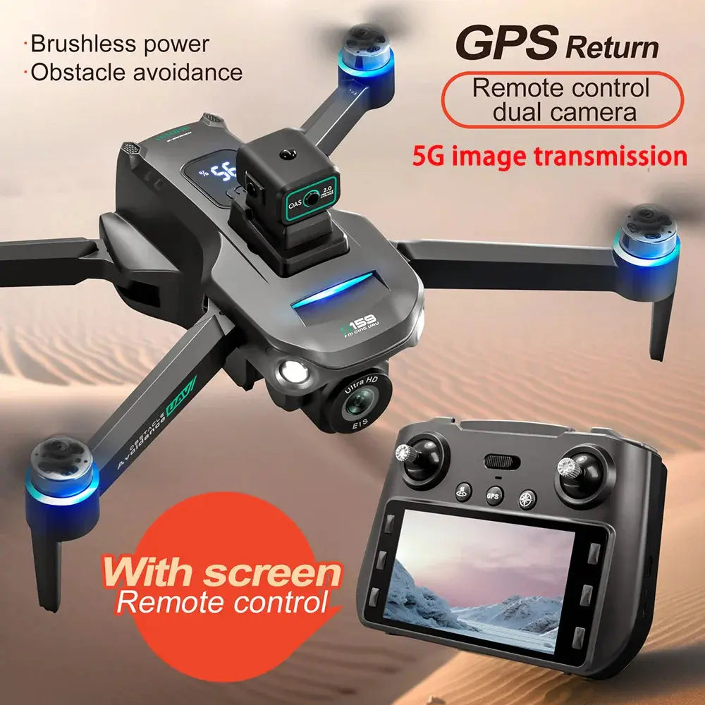 S159 GPS Drone 8K Dual Camera, 5G WiFi FPV, Obstacle Avoidance, Screen Remote, 360° Flight, Memory Card, Battery Display MigliorPrezzi.com