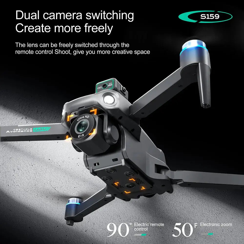 S159 GPS Drone 8K Dual Camera, 5G WiFi FPV, Obstacle Avoidance, Screen Remote, 360° Flight, Memory Card, Battery Display MigliorPrezzi.com