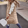 Gilet Lungo Donna | Piumino Imbottito con Cappuccio