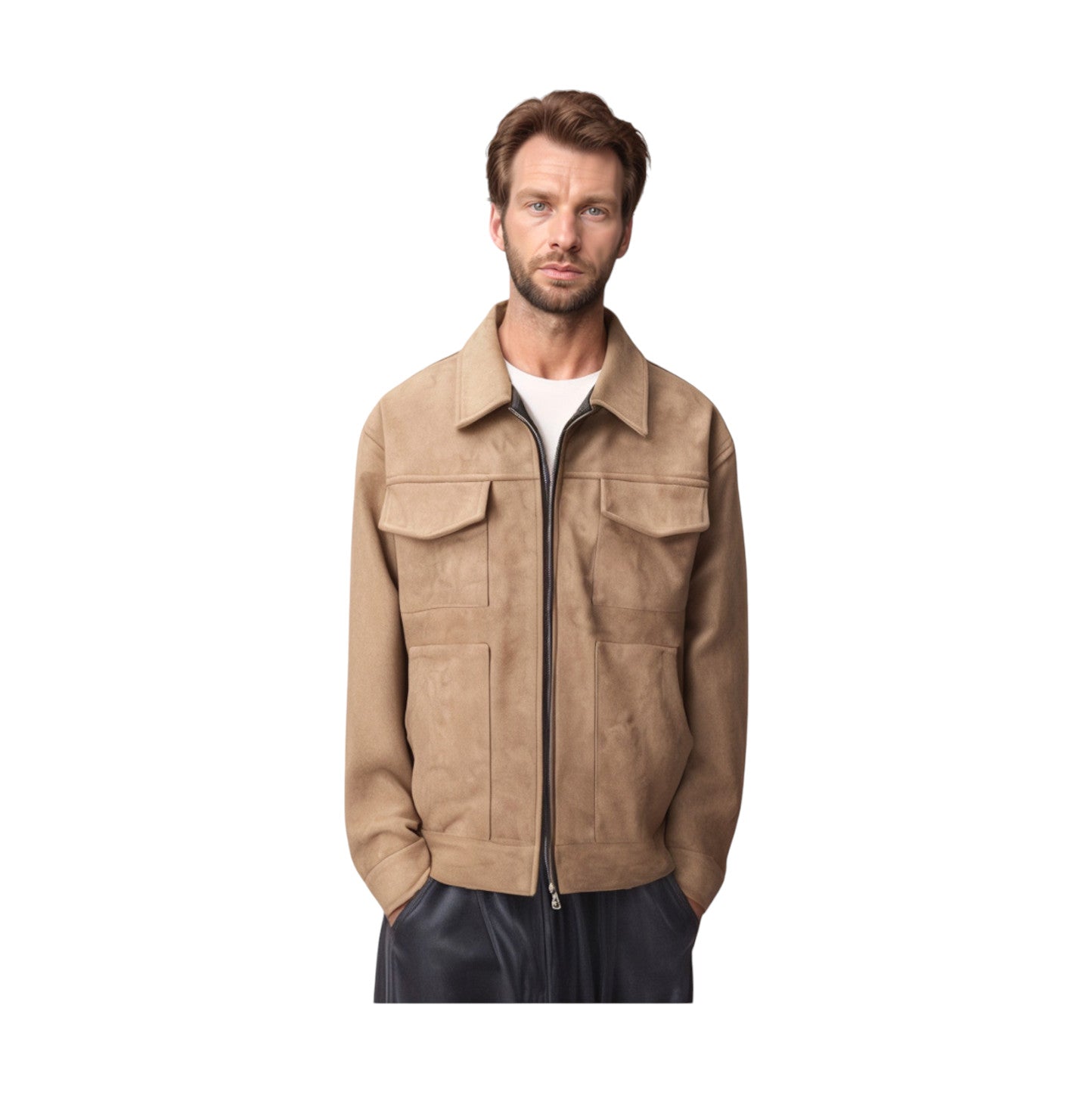 Giacca in Pelle Uomo™ | Modello Scamosciato Morbido e Versatile