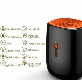 Dehumidifier 800ml Low noise portable dryer for purification and anti -mold