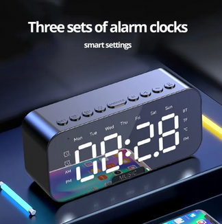 LED digital alarm clock with bluetooth and integrated speaker