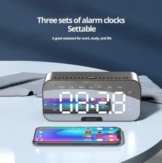 LED digital alarm clock with bluetooth and integrated speaker
