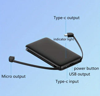 Portable power bank with double charging