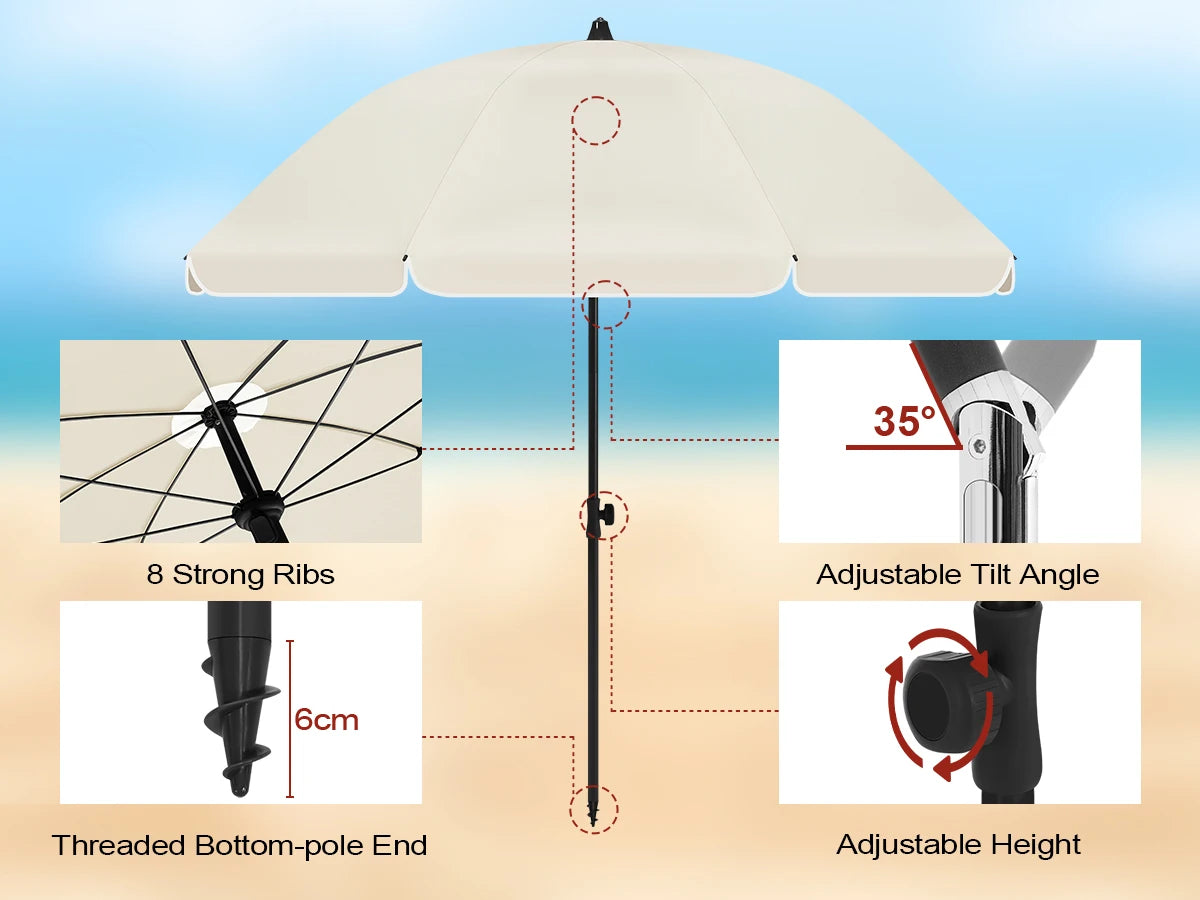 <tc>Tiltable Sun Umbrella™ | With Screw Anchor &amp; Extendable Pole</tc>