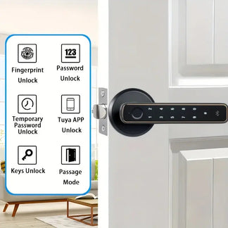 Serratura Intelligente Tuya 4 in 1  Maniglia con Impronta Digitale