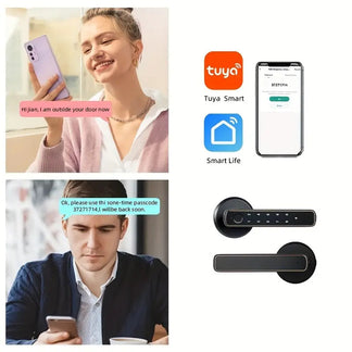 Serratura Intelligente Tuya 4 in 1  Maniglia con Impronta Digitale