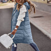 Gilet Lungo Donna | Piumino Imbottito con Cappuccio