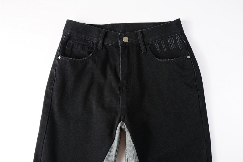 Jeans Neri Flare™ | Stile Streetwear con Dettagli a Contrasto