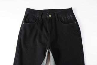 Jeans Neri Flare™ | Stile Streetwear con Dettagli a Contrasto