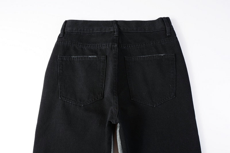 Jeans Neri Flare™ | Stile Streetwear con Dettagli a Contrasto
