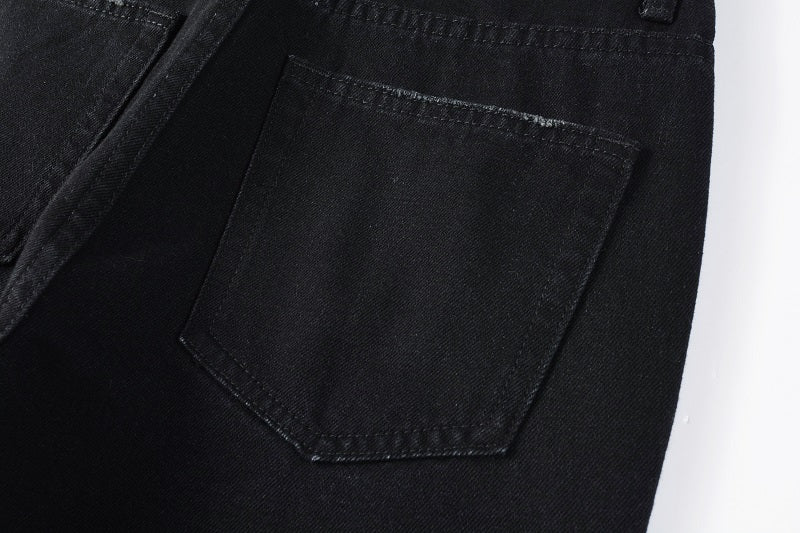 Jeans Neri Flare™ | Stile Streetwear con Dettagli a Contrasto