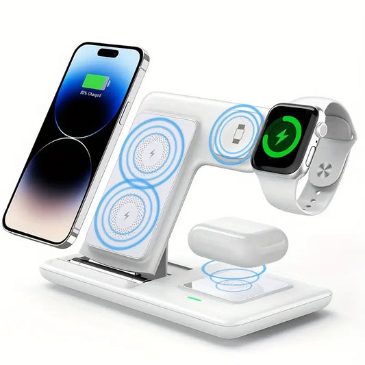 Stazione di ricarica wireless 3 in 1 rapida per iPhone, apple watch e auricolari