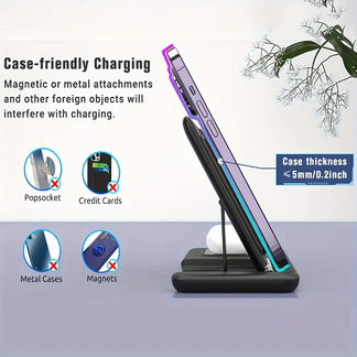 Wireless 3 In 1 Rapid Refill Station for iPhone, Apple Watch and Auricular