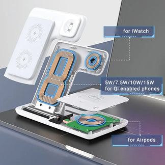 Wireless 3 In 1 Rapid Refill Station for iPhone, Apple Watch and Auricular