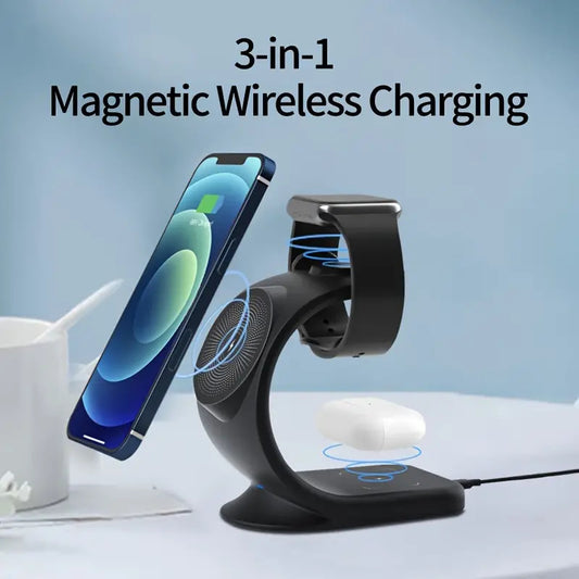 Stazione di Ricarica Wireless Magnetica 3 in 1  per tutti i Dispositivi