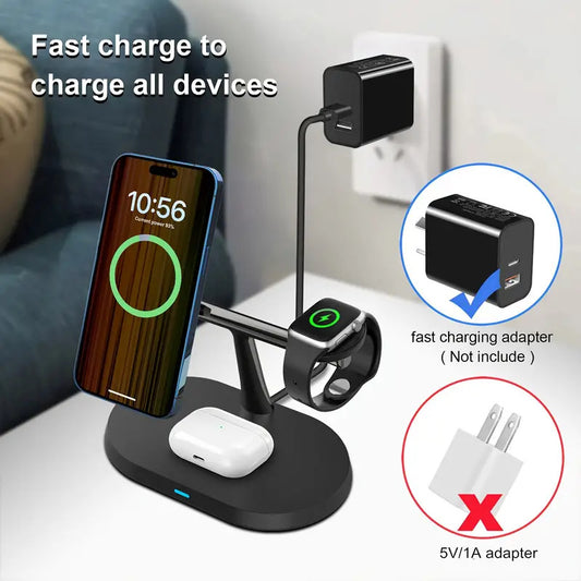 Magnetic Wireless Charging Station 3 in 1 for iPhone and Apple Watch quick recharge
