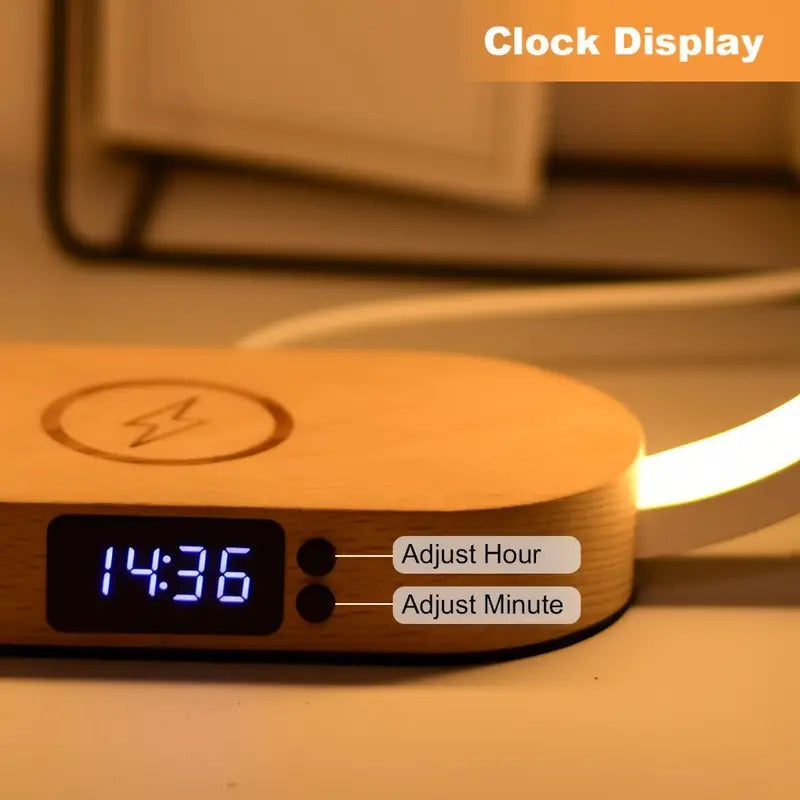 Stazione di ricarica multifunzionale con orologio e luce led