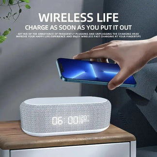 Wireless charging station with digital alarm clock and night light