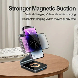 Wireless 3 in 1 magnetic support for iPhone, Apple Watch and AirPods