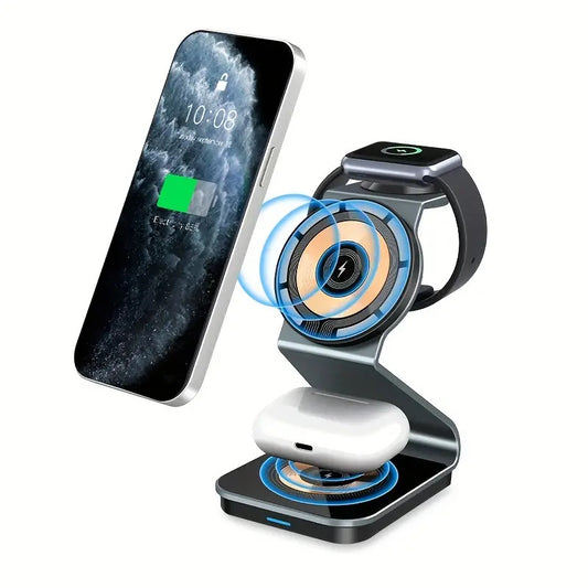 Supporto magnetico wireless 3 in 1 per iPhone, apple watch e airpods