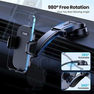 Support for phone adjustable car horizontal and vertical
