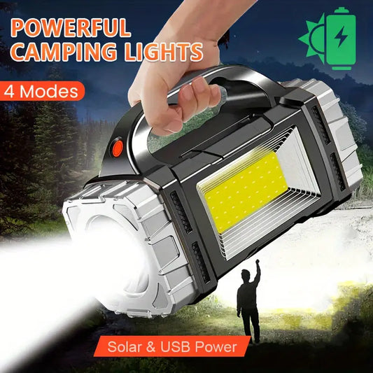 Torcia LED Ricaricabile Solare e USB con Luce Laterale COB