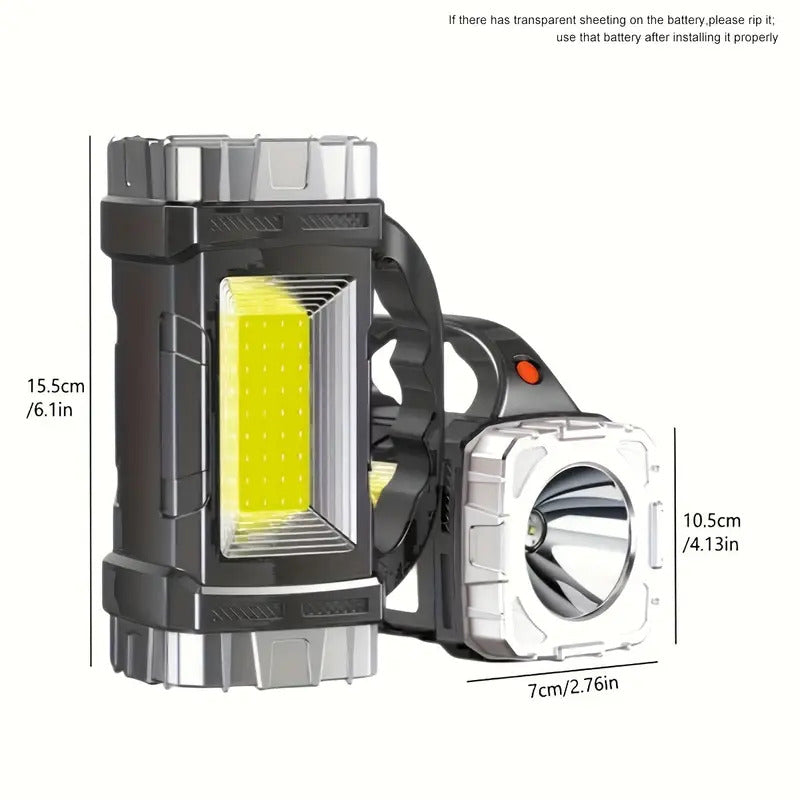 Torcia LED Ricaricabile Solare e USB con Luce Laterale COB