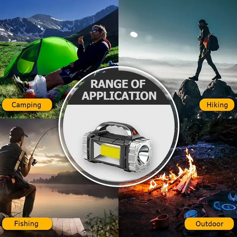 Torcia LED Ricaricabile Solare e USB con Luce Laterale COB