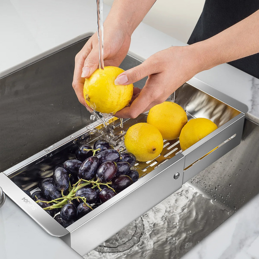 <tc>Adjustable Sink Basket | Perfect for Fruits, Vegetables, Dishes and Utensils</tc>