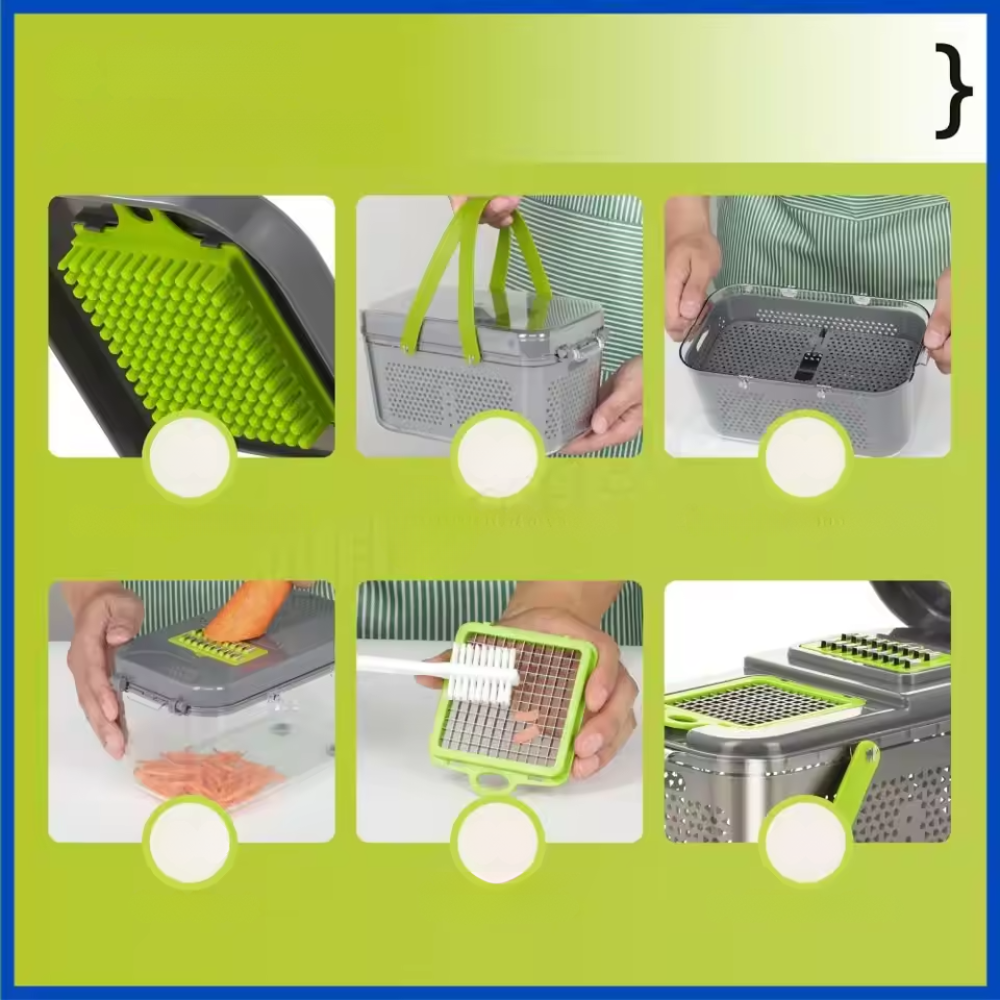Tagliaverdure Multifunzione | 20 in 1 per Affettare, Grattugiare e Tritare