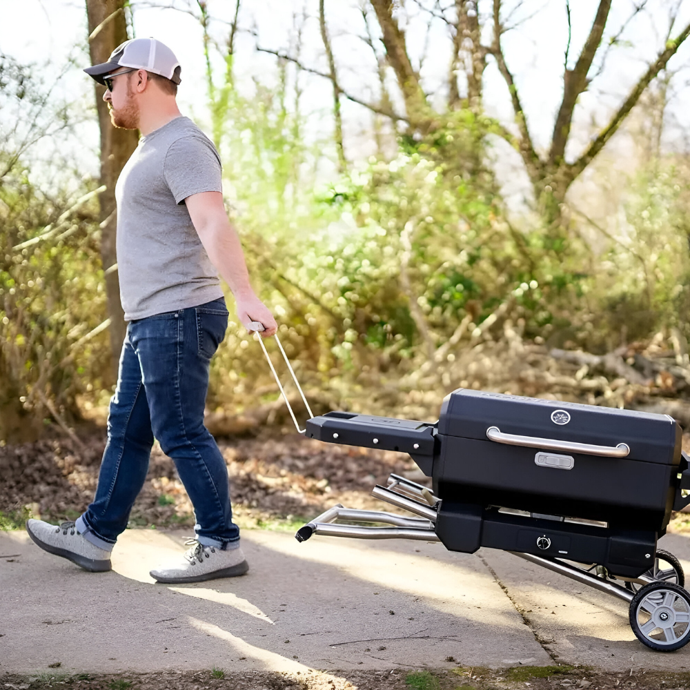 <tc>Portable Barbecue Grill with Wheels and Side Tables – Easy Outdoor Cooking</tc>