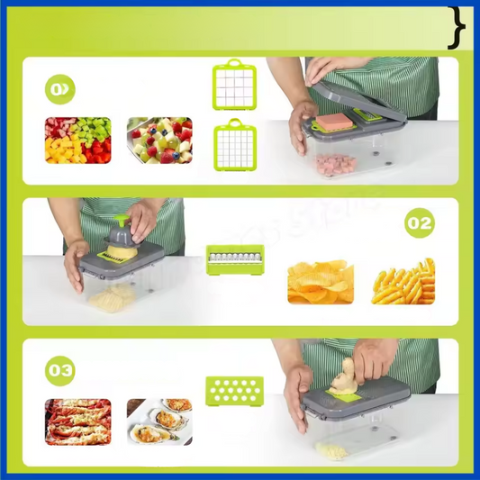 Multifunction Cuts ™ | 20 in 1 to slice, grate and chop