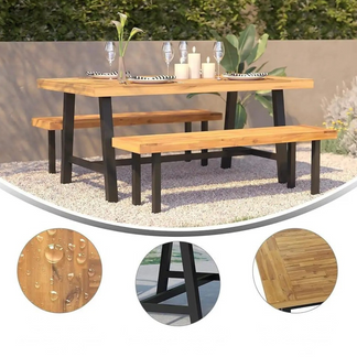 Tavolo in legno di acacia con panchine in omaggio