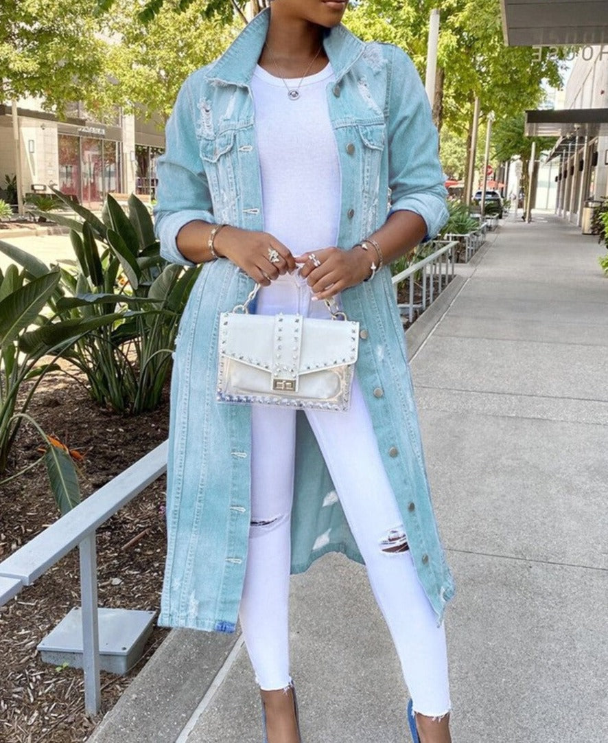 <tc>Women’s Oversized Denim Jacket™ | Button-Up, Casual Style & Mid-Thigh Length</tc>